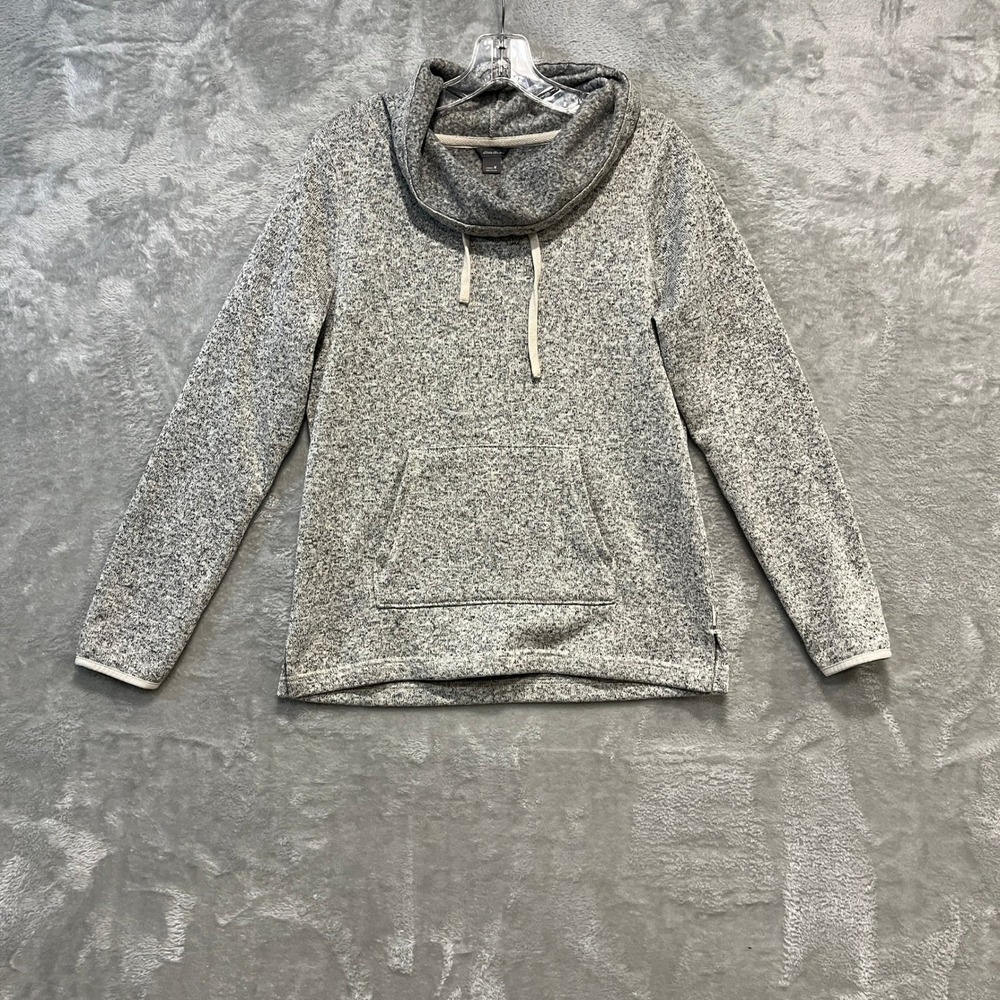 Eddie Bauer Pullover Sweatshirt Womens Medium Gray Cowl Neck Kangaroo Pocket